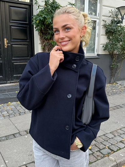 Damen Wintermantel mit Stehkragen, lässiger Schnitt, lange Ärmel 0