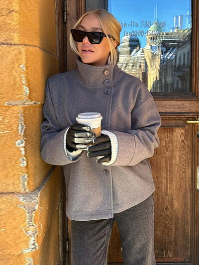 Damen Wintermantel mit Stehkragen, lässiger Schnitt, lange Ärmel 2