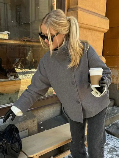 Damen Wintermantel mit Stehkragen, lässiger Schnitt, lange Ärmel 3