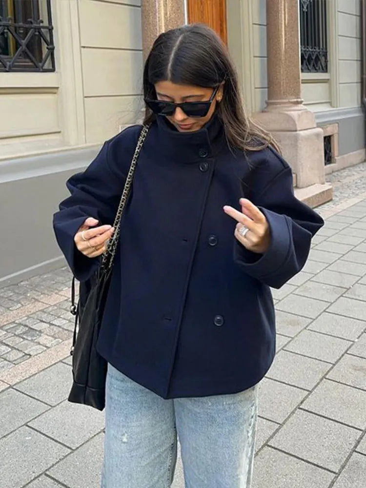 Damen Wintermantel mit Stehkragen, lässiger Schnitt, lange Ärmel 4