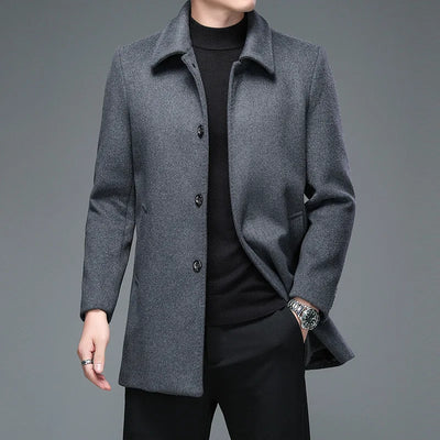 Herrenmantel Lang Schwarz mit Umlegekragen – Eleganter Wintermantel für Business und Freizeit 7